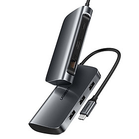 Mua Cáp Chuyển Đổi USB Type-C Sang HDMI 4K30Hz + Gigabit Lan + 3 cổng USB 3.0 + cổng USB Type-C cấp nguồn dài 15cm màu Gray Ugreen TC50771CM212 Hàng chính hãng.