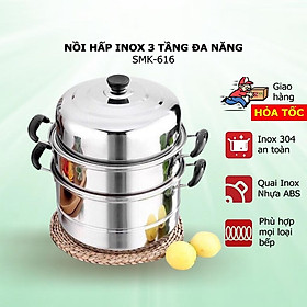 Mua Nồi Hấp Inox Đa Năng 3 TẦNG 28CM Dùng Cho Cả Bếp Từ Và Bếp Ga
