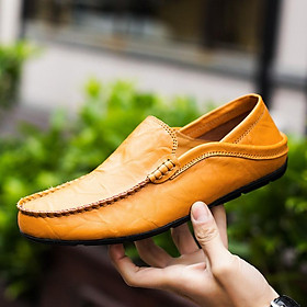LCRTZKG Người Ý Giày Casual Luxury Thương hiệu Mùa hè Người đàn ông Loafers Da chính hãng Moccasins Trọng lượng nhẹ Breathable Thuyền Giày JKPUDUN