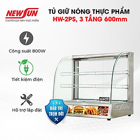 Mua Tủ giữ nóng thực phẩm trưng bày gà rán 2PS thiết kế 3 tàng kính cong NEWSUN - Hàng chính hãng