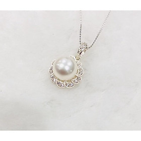 Dây Chuyền Bạc S925 Đính Hạt Ngọc Trai Nước Ngọt 10ly - Trường Thịnh Ngọc Trai
