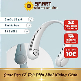 Quạt Mini Đeo Cổ Không Cánh Tiện Dụng - 3 Tốc độ 2000mah Mini Có Cổng USB Tiện Lợi