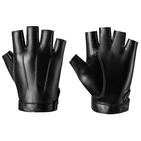 PU Leather Gloves Anti Slip Half Finger Gloves for Women Fitness Riding