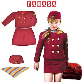 Bộ Váy Nữ Tiếp Viên Hàng Không - Hóa Trang Halloween Bé Gái - 3 - 8 Tuổi - Le Sheng 0996