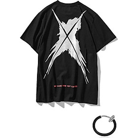 Combo Áo thun unisex tay lỡ nam nữ Friend màu vàng nghệ in chữ và khuyên tai đeo môi, mắt, tai, mũi không cần xỏ màu trắng TX368KT999