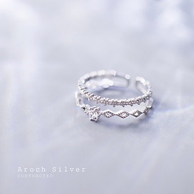 Nhẫn bạc nữ thương hiệu AROCH Jewelry bạc Ý s925,Freesize phù hợp mọi kích thước tay J4728