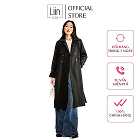 Áo khoác trench coat dáng dài chuẩn form, chất liệu dày dặn, màu đen