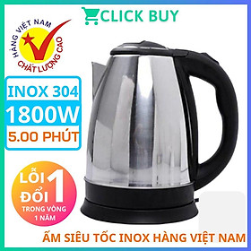 Mua Ấm Siêu Tốc Inox 1 8 Lít Electric Kettle Chính Hãng Đun Sôi Cực Nhanh- Bảo Hành 12 Tháng 1 Đổi 1 nếu lỗi
