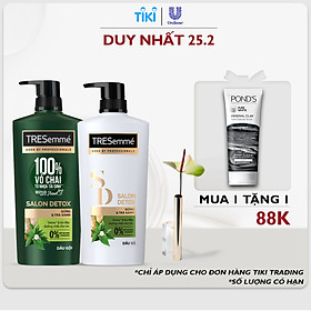 Combo Dầu Gội (640g) Và Dầu Xả (620g) Tresemmé Salon Detox Gừng Và Trà Xanh Detox Tóc Chắc Khỏe