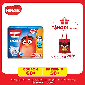 Tã Quần Huggies Dry Gói Cực Đại Angry Birds Phiên Bản Giới Hạn M74 (74 Miếng) - Tặng 8 Miếng