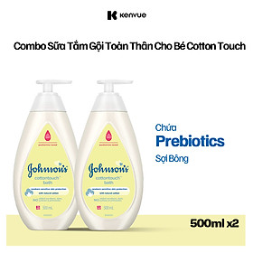 Combo 2 Chai Sữa Tắm Gội Toàn Thân Mềm Mịn Johnson' Baby Bath Cotton Touch 500mlx2