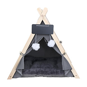 Pet Teepee Shelter Cat Tent Bed with Cushion for Kitten Indoor Outdoor Puppy