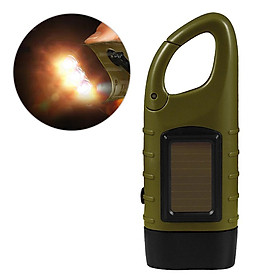 đèn pin Dynamo mini cầm tay sạc năng lượng mặt trời Đèn pin khẩn cấp đèn pin có kẹp để cắm trại ngoài trời-Màu Quân đội xanh