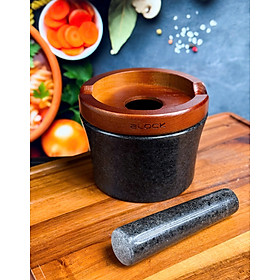 Mua SET CHÀY CỐI ĐÁ TỰ NHIÊN 2LOCK - KÈM NẮP GỖ DẺ GAI SIÊU XỊN Hàng chính hãng