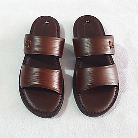 Dép da nam hai quai Trường Hải da bò thật 3 màu nâu,đen, vàng DN125MĐ