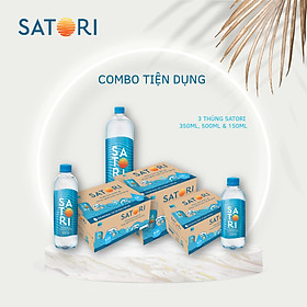 Combo 3 Thùng Nước Tinh Khiết Hoàn Lưu Khoáng SATORI Các Dung Tích 350ml, 500ml, 1.5L