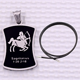 Mặt dây chuyền cung Nhân Mã - Sagittarius inox trắng kèm vòng cổ dây cao su đen + móc inox trắng, Cung hoàng đạo
