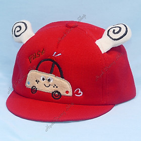 Nón kết cho bé từ 6 tháng đến 2 tuổi thêu hình Ô tô Fast dễ thương, chất liệu vải nhung mềm mại - Hạnh Dương