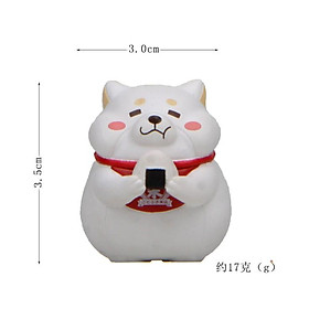 Mô hình Shiba béo ú ăn cơm nắm dễ thương dùng trang trí tiểu cảnh, terrarium, móc khóa, DIY