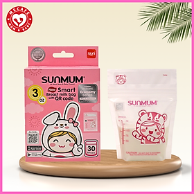 Hộp 30 túi trữ sữa sunmum mini 100ml Thái Lan (có tem niêm phong) tặng 2 zipper 15x20cm