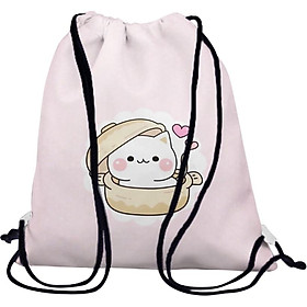 Túi Rút Unisex In Hình Mèo Nằm Trong Nồi Đất BDCT697