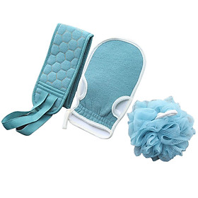 Silicone Body Shower Brush Belt Foaming Bath Ball Extended Back Scrubber Handle Cleaning and Exfoliating Pad Set With