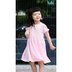 Váy bé gái_đầm cộc tay hở vai chính hãng HAKI, váy mùa hè cho bé, đầm trẻ em, váy thiết kế cho bé 10-27kg HK521