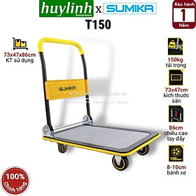 Xe đẩy hàng 4 bánh SUMIKA T150 - Khung thép, tay cầm gấp mở tiện lợi, tải trọng 150kg