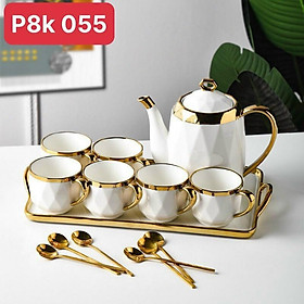 Mua Bộ ấm chén sứ trắng viền vàng kèm khay #055