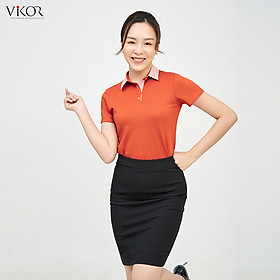 Áo thun POLO nữ cổ sơ mi VIKOR SMW03 cam đất vải sợi cafe cao cấp, mềm mại, siêu mát hàng chính hãng