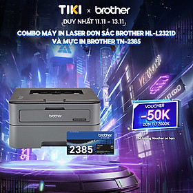 [Hàng chính hãng] Combo Máy in laser đơn sắc Brother HL-L2321D và Mực in laser trắng đen Brother TN-2385