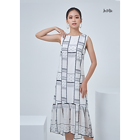 Đầm Voan Chiffon Tùng Nhún Bèo Họa Tiết Khung Maxivic, La Mộc - LM012297