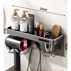 Kệ treo máy sáy, để đồ nhà tắm không khoan tường Hair Dryer Holder Wall Bathroom Shelf No Drill
