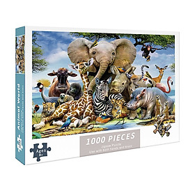 Tranh ghép xếp hình 1000 mảnh thế giới động vật - Đồ chơi phát triển tư duy quà tặng ý nghĩa. Kích thước: 75x50 cm