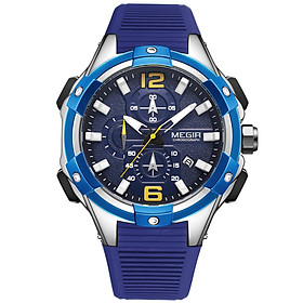Đồng hồ đeo tay nam tinh tế MEGIR Men Quartz  Hiển thị thời gian,con trỏ dạ quang Chống nước 3ATM - Xanh dương-Màu xanh dương