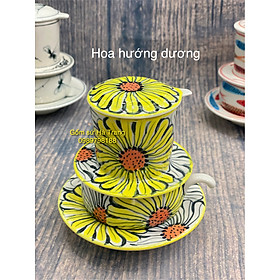 Mua Bộ phin pha cafe gốm sứ Bát Tràng cao cấp vẽ tay xuất dư