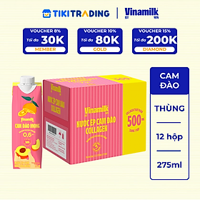 [HSD: 2026-09-15]Thùng 12 hộp Nước ép Cam Đào Collagen Vinamilk 275ml