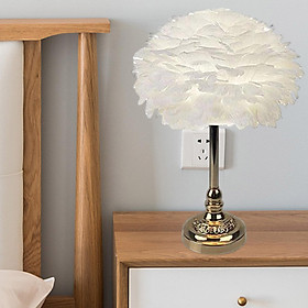 LED Feather Table Lamp Desk Light Romantic for Bedside Study Room Bedroom
