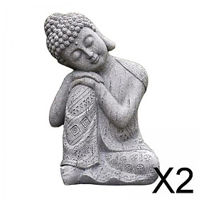 2xAntique Thailand Buddha Statue Sitting Figurine Home Office Desktop Decor