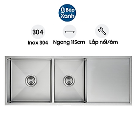 Mua Chậu Rửa Chén 2 Ngăn Inox Hafele HS21-SSD2S90L 567.94.050 - Ngang 115 cm - Hàng Chính Hãng