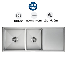 Chậu Rửa Chén 2 Ngăn Inox Hafele HS21-SSD2S90L 567.94.050 - Ngang 115 cm - Hàng Chính Hãng