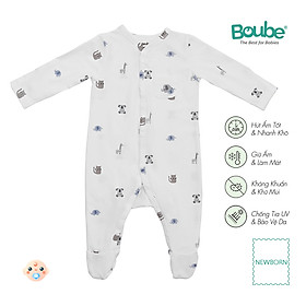 Bộ bodysuit, bộ liền thân liền tất họa tiết dễ thương cho bé sơ sinh Boube, vải cotton organic thoáng mát - Size Newborn