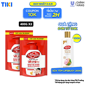 Combo 2 Nước rửa tay Lifebuoy bạc bảo vệ túi 400g