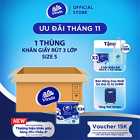 Khăn giấy rút cao cấp Vinda Deluxe 3 lớp 50 tờ size S (4 Gói)