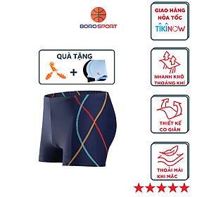 Quần bơi nam Boxer YESURE SOC Chất liệu polyester Spandex cao cấp , chống thấm , nhanh khô form Fitness thời trang (Tặng kèm nón bơi + bịt tai silicon) - Hàng Chính Hãng