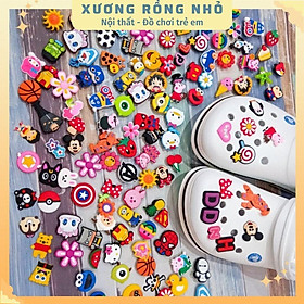 Combo 10 sticker dán dép - Phụ kiện nút giày Crocs Jibbitz đơn giản dễ thương cho dép khủng long, dép bít đầu