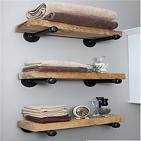Mua kệ ống sắt Bộ 3 kệ 1 tầng để đồ chất liệu ống sắt và gỗ - Nội thất ống nước trang trí phòng