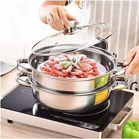 Nồi hấp xửng 2 tầng size 28 cm bằng Inox cao cấp