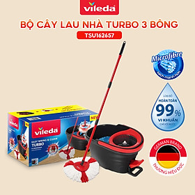 Mua Cây lau nhà VILEDA Turbo Easy Wring&Clean đầu lau tam giác  xô giặt quay bằng chân  thêm 2 bông lau