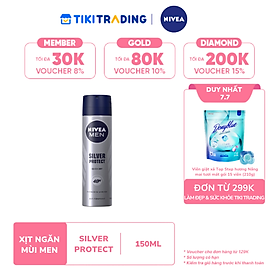 Xịt Ngăn Mùi NIVEA MEN Silver Protect Phân Tử Bạc Giảm 99.9% Vi Khuẩn Gây Mùi (150ml) - 82959
